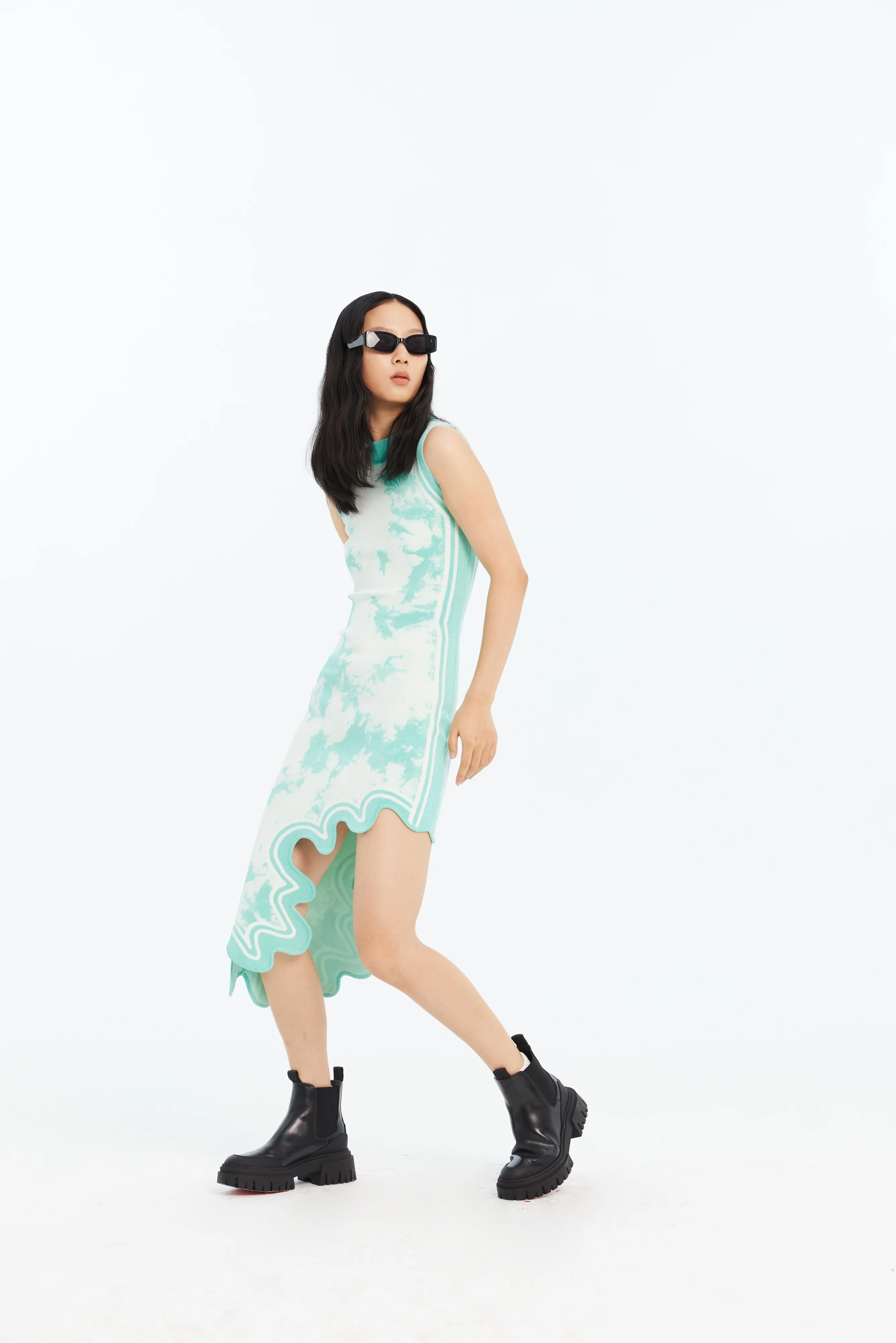 BROOKLYN ECO "TIE DYE" WAVY ASYMMETRIC DRESS - Image 3
