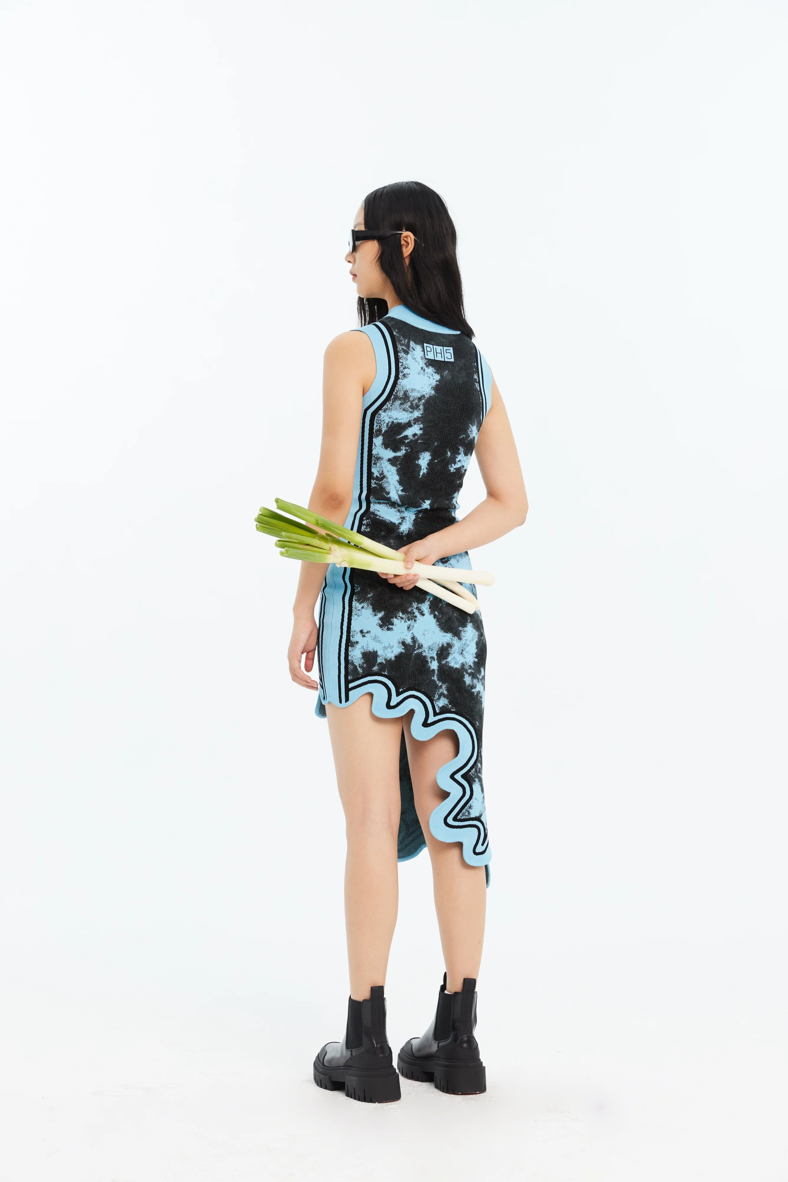 BROOKLYN ECO "TIE DYE" WAVY ASYMMETRIC DRESS - Image 3
