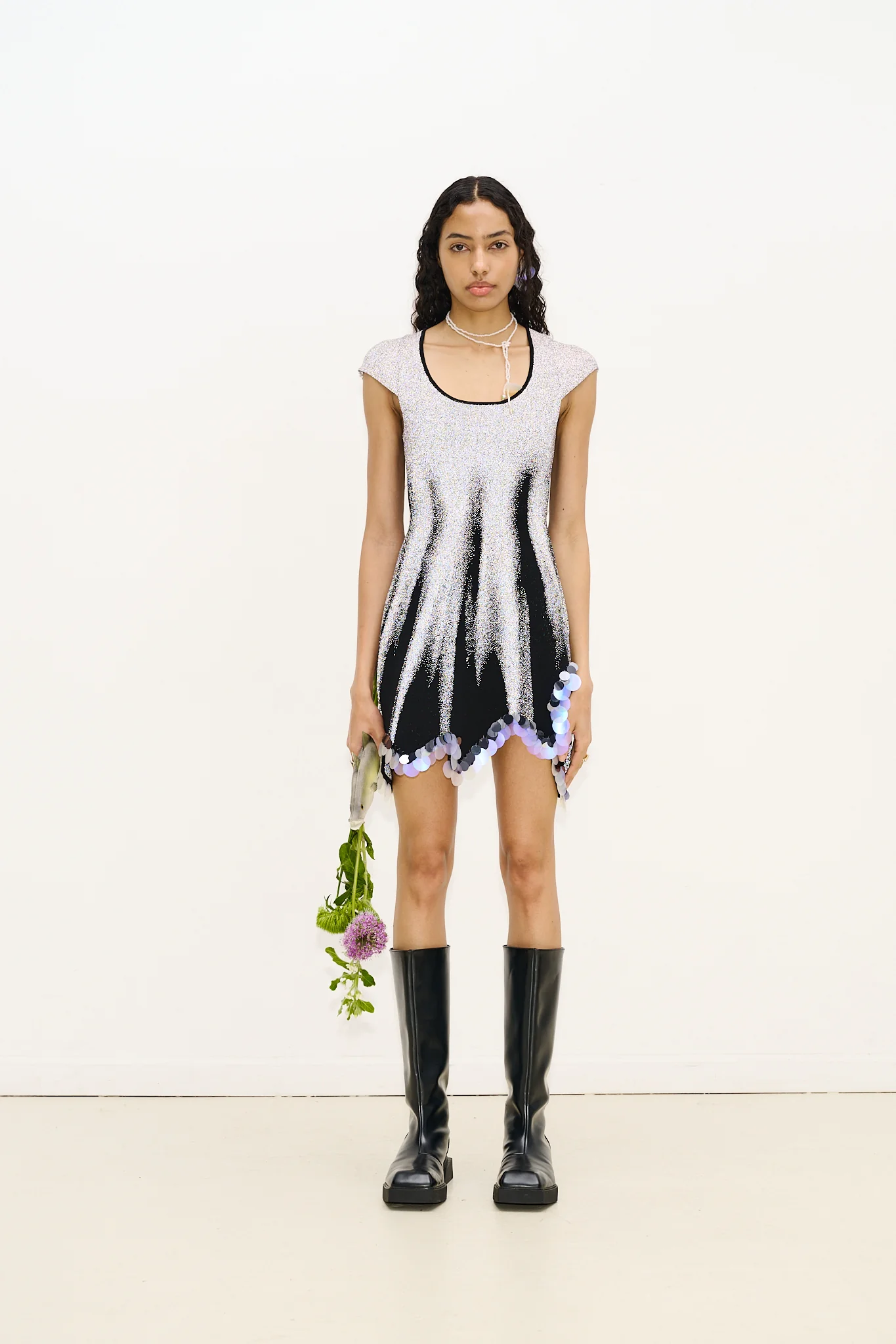 ZINGEL FLASHLIGHT REFLECTIVE MINI DRESS WITH SEQUINS - Image 3